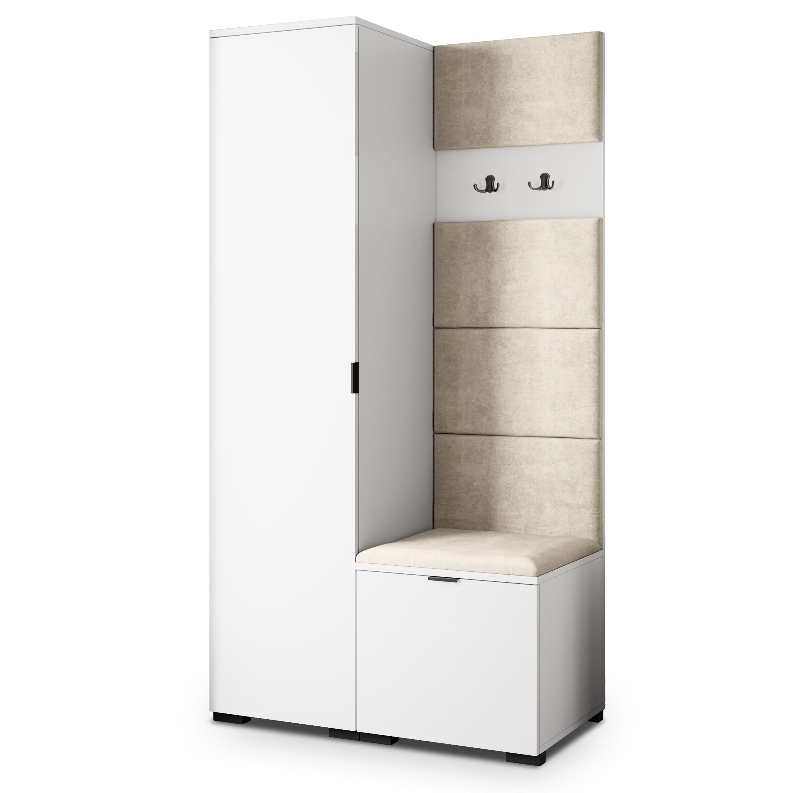 Masseno Garderobenschrank Weiß, Beige 95x181x51 cm