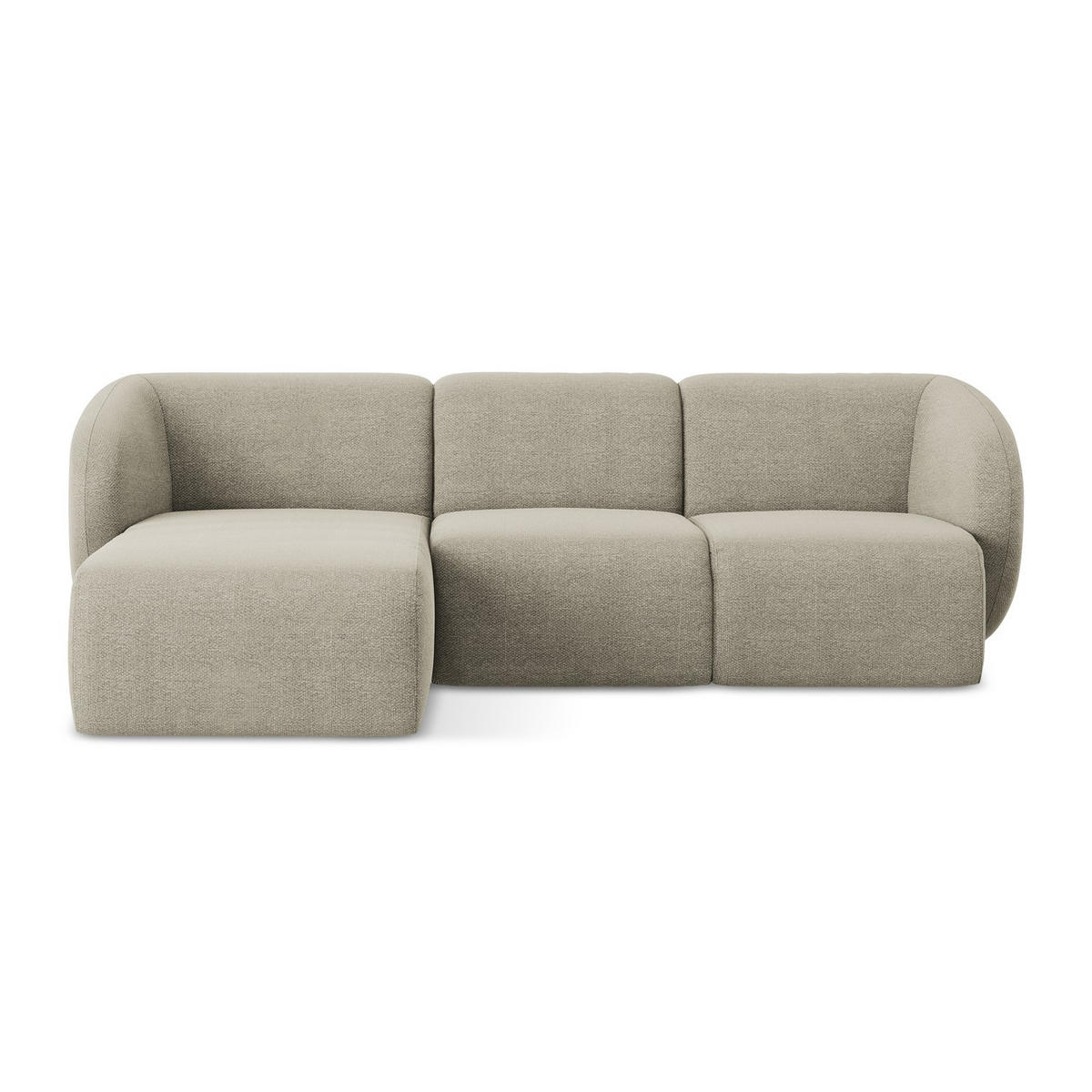 ECKSOFA Links Bouclé Stoff Grau - Taupe/Schwarz, Holzwerkstoff/Kunststoff (248/166cm) - LaMiaSofa