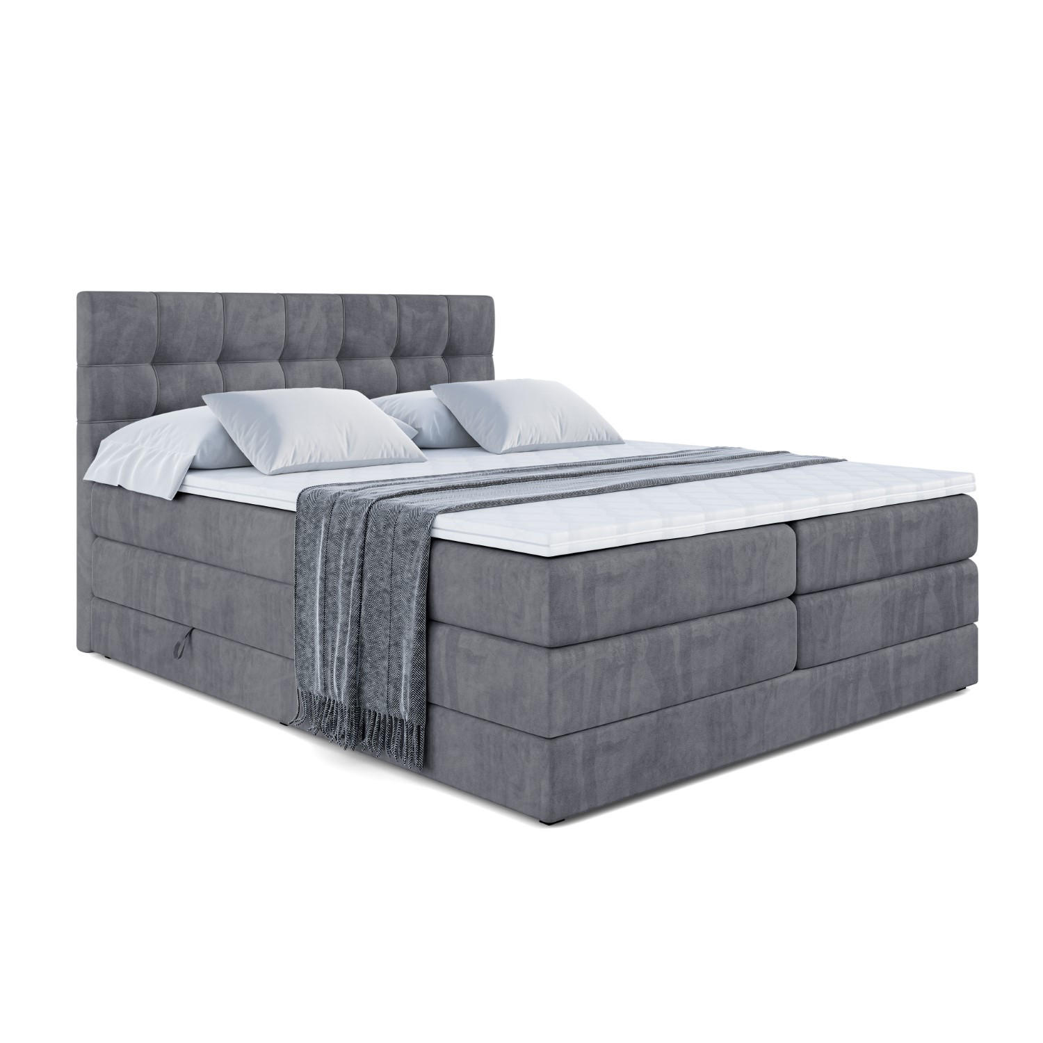 BOXSPRINGBETT BERO KING - 180x200 - H3/H4 - Dunkelgrau - Dunkelgrau, Holzwerkstoff (180/200cm) - ALTDECOR