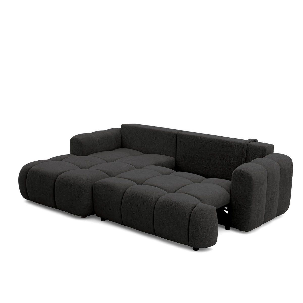 ECKSOFA CALM L Links mit Schlaffunktion 140x215 Webstoff schwarz - Schwarz, Holz/Kunststoff (261/151cm) - Muffo