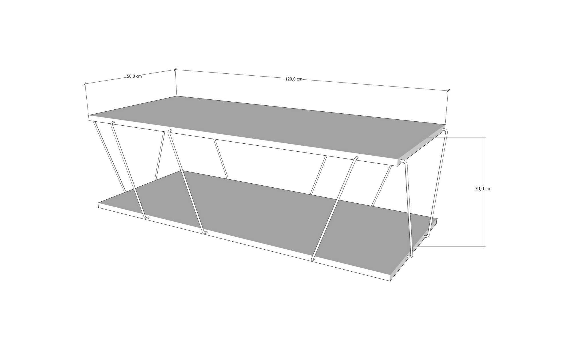 Habitat Garten Couchtisch Braun 50x30x120 cm