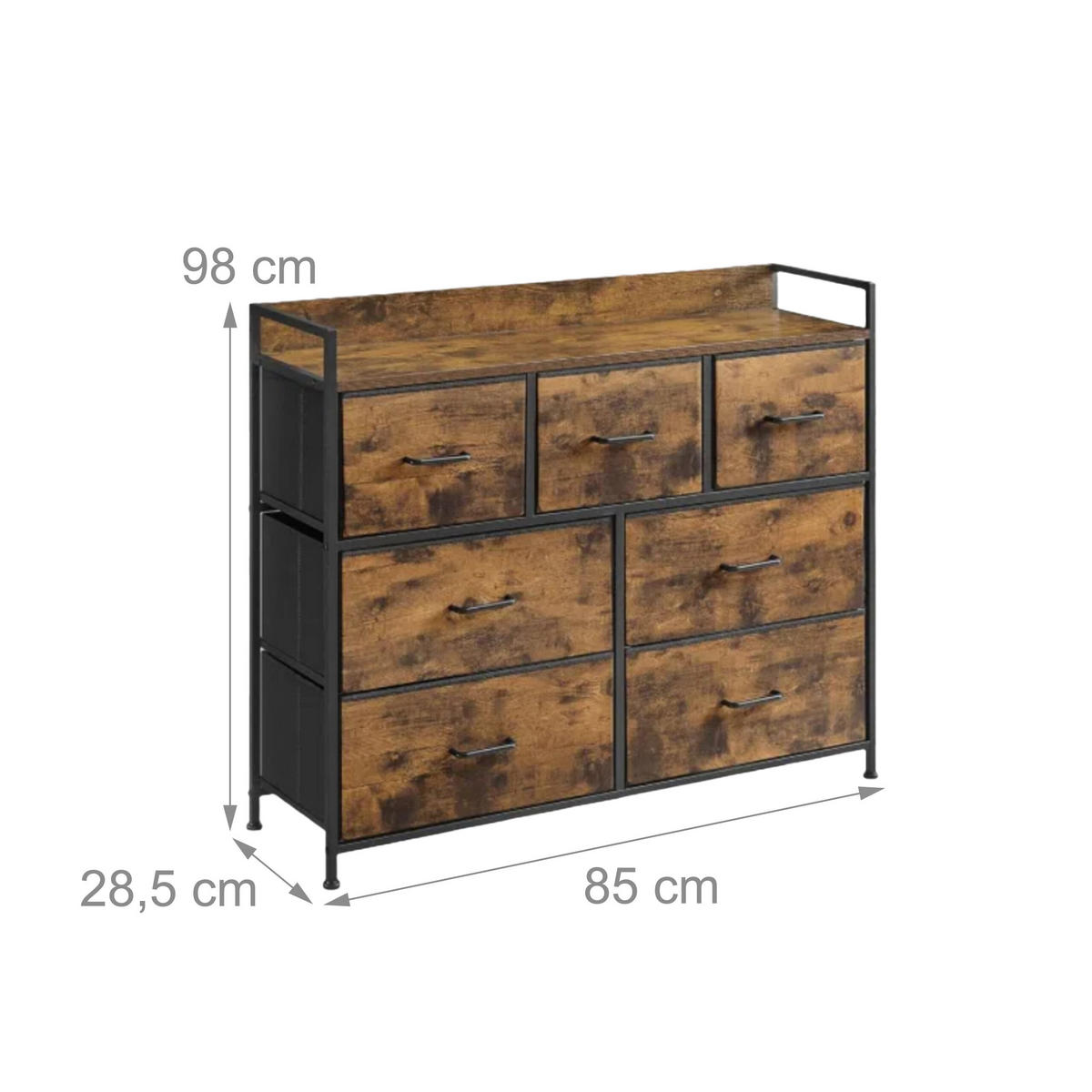 KOMODA - různobarevná, kov/kompozitní dřevo (85/98/28.5cm) - Relaxdays