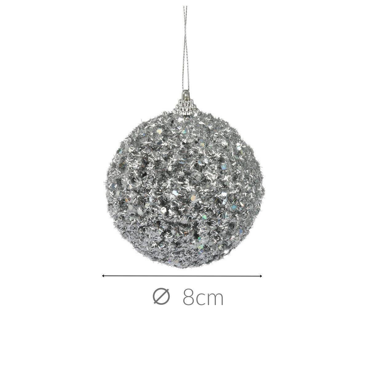 WEIHNACHTSKUGEL Glitter Ø 8 cm - Silberfarben, Kunststoff (8/8/8cm) - Home Styling Collection
