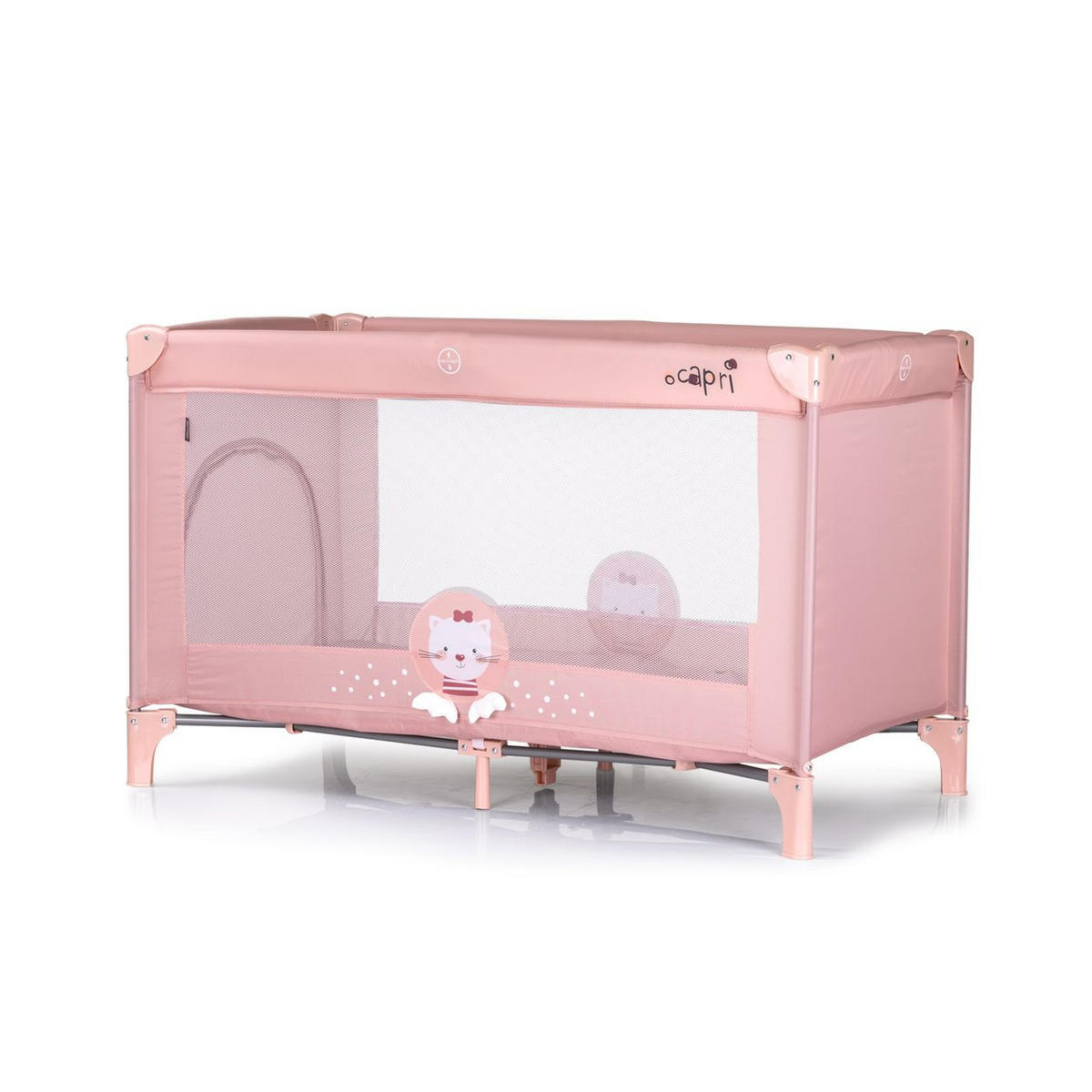 REISEBETT Capri rosa Daisy Reisebett, Faltmatratze, Tragetasche, große Seitentasche - Rosa, Kunststoff (60/120cm) - Chipolino