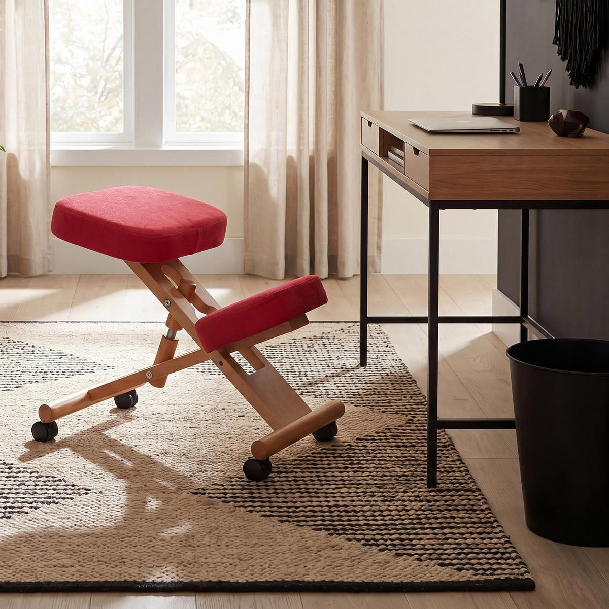 KNIESTUHL Rot - Rot, Textil (42/73/65cm) - MCW