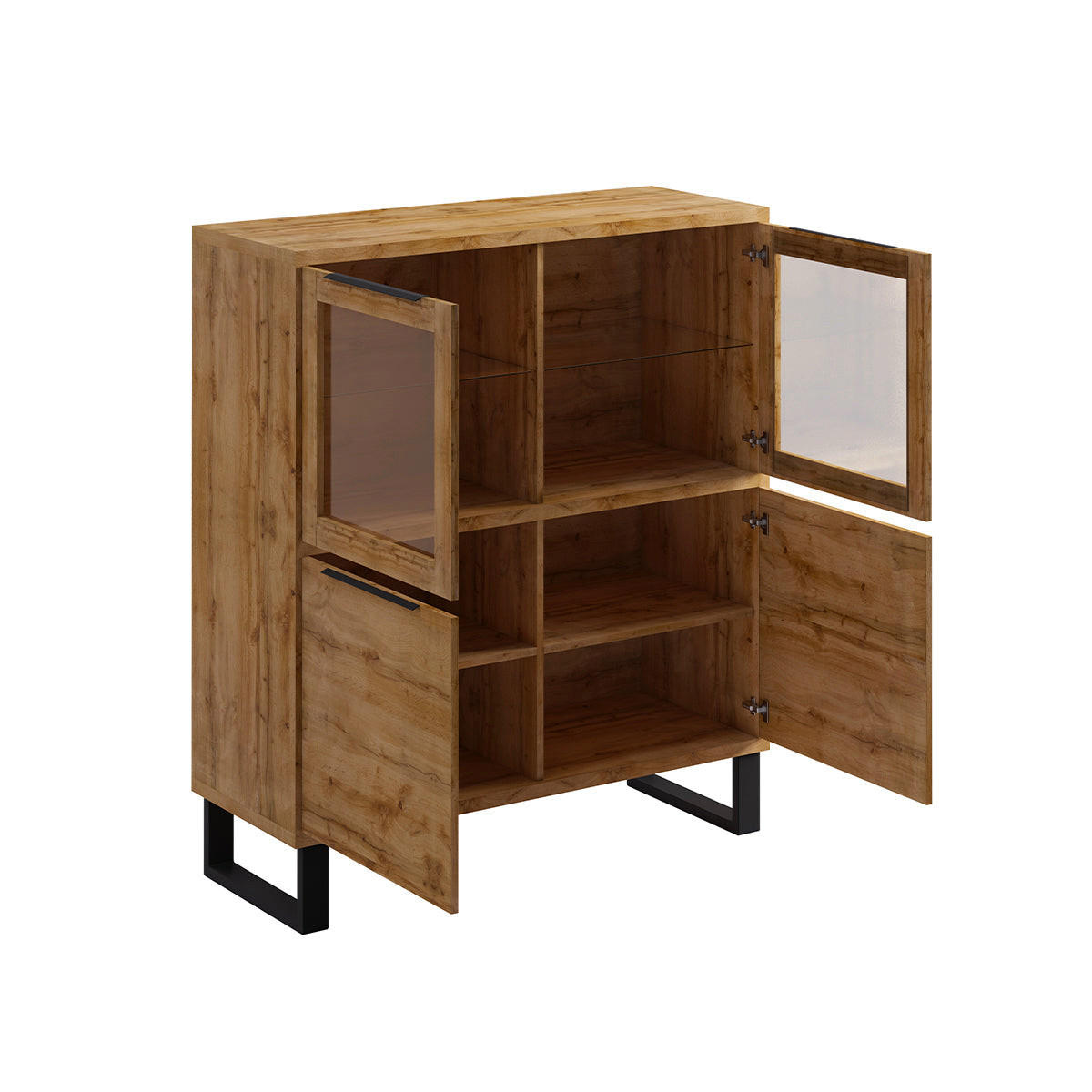GESCHIRRSCHRANK Eden Holz und Metall - Braun, Holzwerkstoff (120/140/45cm) - Petits-meubles