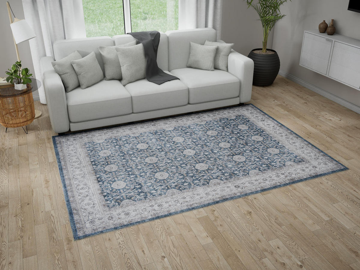 KURZFLOR-TEPPICH Visco Blau/Creme 120x160 cm - Multicolor, Textil (120/160cm) - Vercai Rugs