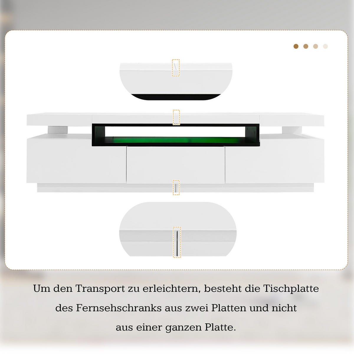 LOWBOARD 160/39/42 cm Weiß aus Spanplatte mit LED-Beleuchtung - Weiß, Holzwerkstoff (39/42/160cm) - OKMYHOME