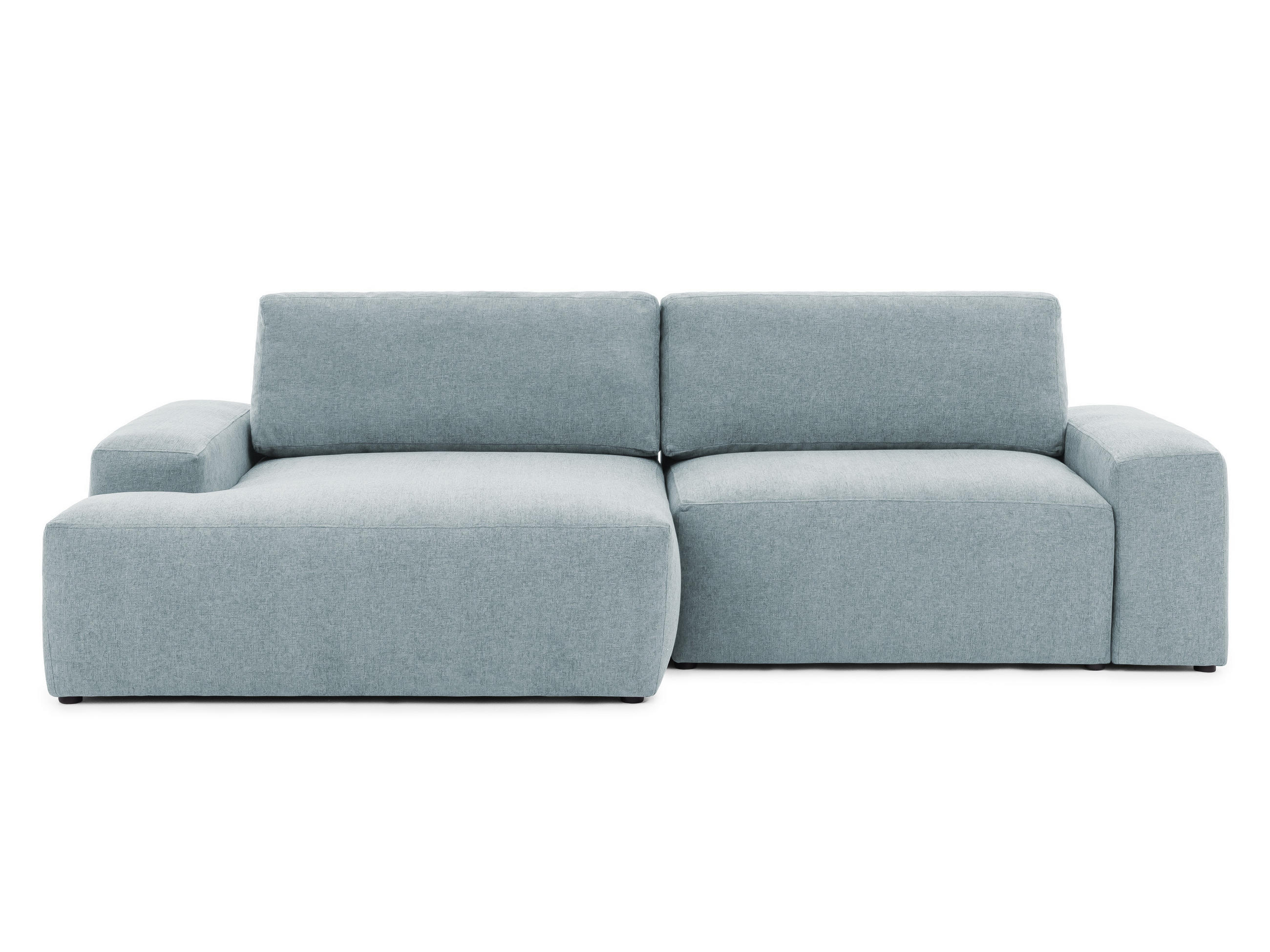 ECKSOFA Lennon aus Hellblau Strukturstoff mit Schlaffunktion und Bettkasten - Schwarz/Hellblau, Holz/Kunststoff (137/264cm) - S-Style