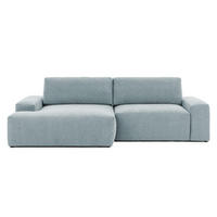 ECKSOFA Lennon aus Hellblau Strukturstoff mit Schlaffunktion und Bettkasten - Schwarz/Hellblau, Holz/Kunststoff (137/264cm) - S-Style