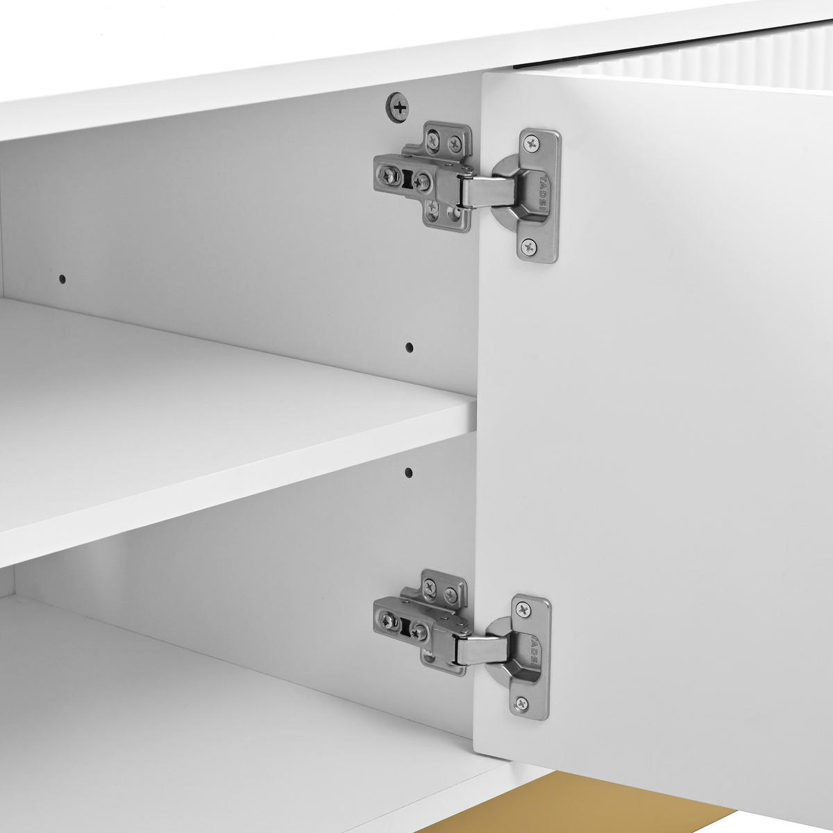 TV-LOWBOARD 170 cm aus MDF, Holzoptik, 3 Türen, Stauraum, abgerundet, Kabelmanagement, Weiß - Weiß, Holzwerkstoff (170/47/40cm)