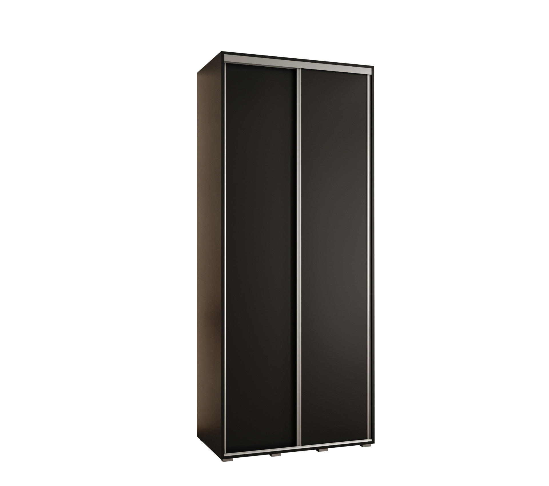 Abiks Möbel Schwebetürenschrank Schwarz, Schwarz, Silber 120x235x45 cm
