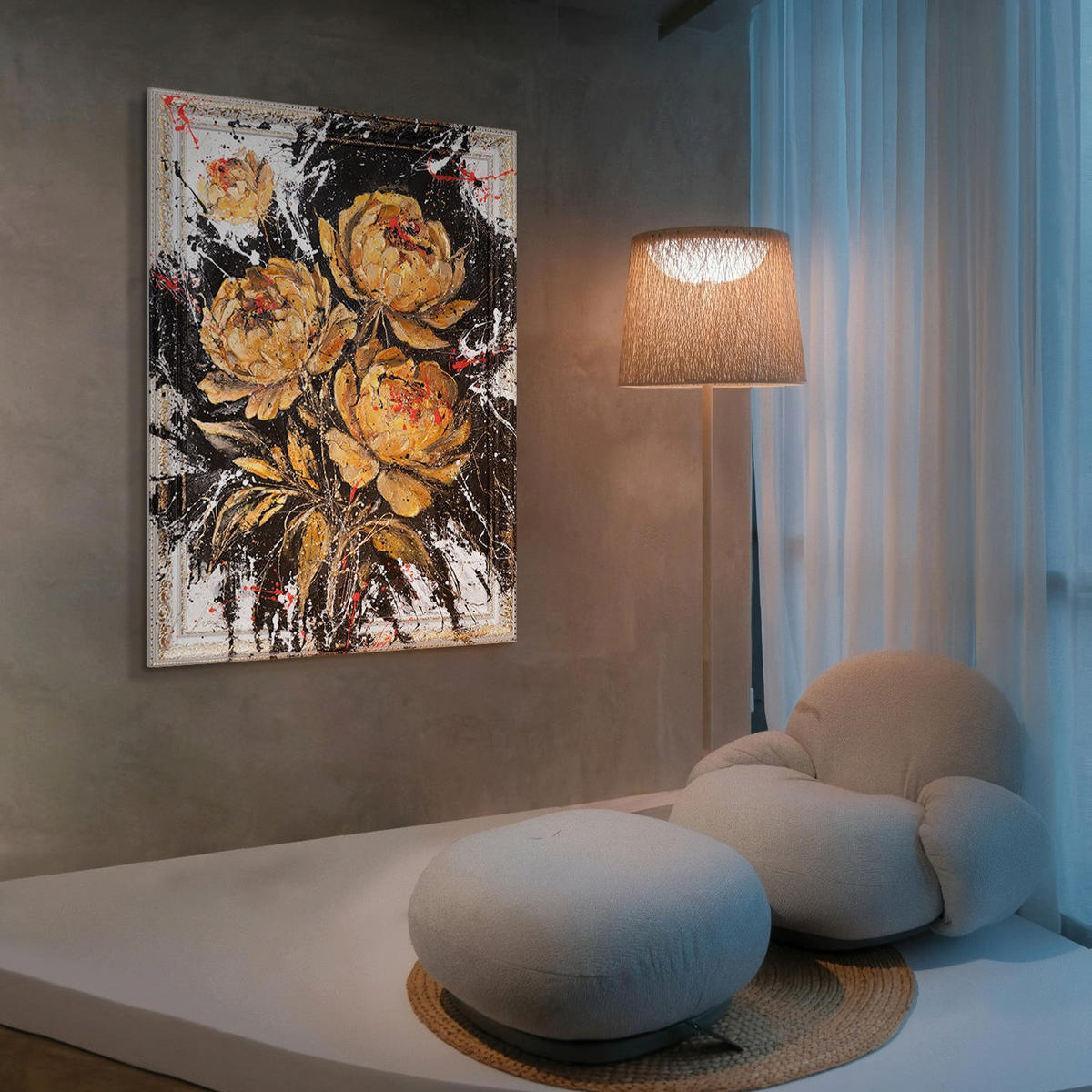 GEMÄLDE Samtiger Glanz Schattenfugenrahmen Weiß 140x100 cm - Weiß, Holz (140/100cm) - YS-art gallery
