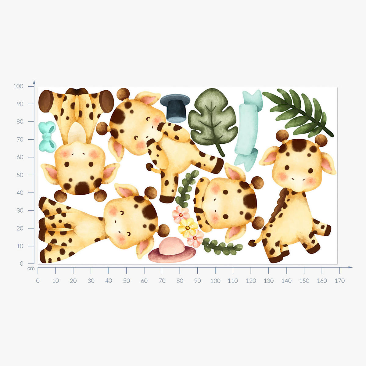 WANDAUFKLEBER 100x169cm - Giraffen auf Safari - Multicolor, Kunststoff (100/169/0.1cm) - Wallfluent