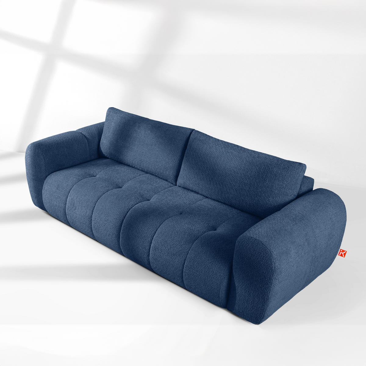 EINZELSOFA LIRA, Dunkelblau, Bouclé - Dunkelblau, Holz/Holzwerkstoff (256/84/112cm) - KONSIMO®