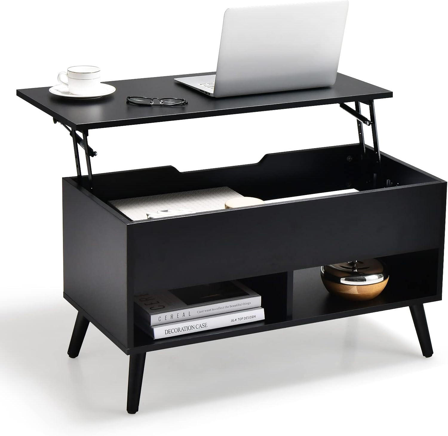 Costway Sofatisch Schwarz 80x45x40 cm
