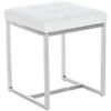 HOCKER Lederlook weiß - Edelstahlfarben/Weiß, Textil/Metall (40/48/40cm) - CLP
