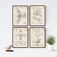 POSTER Set mit 4 Jahrgang Flugzeuge Patent A4 Rahmenlos - Klar, Papier (29.7/3cm) - Nacnic