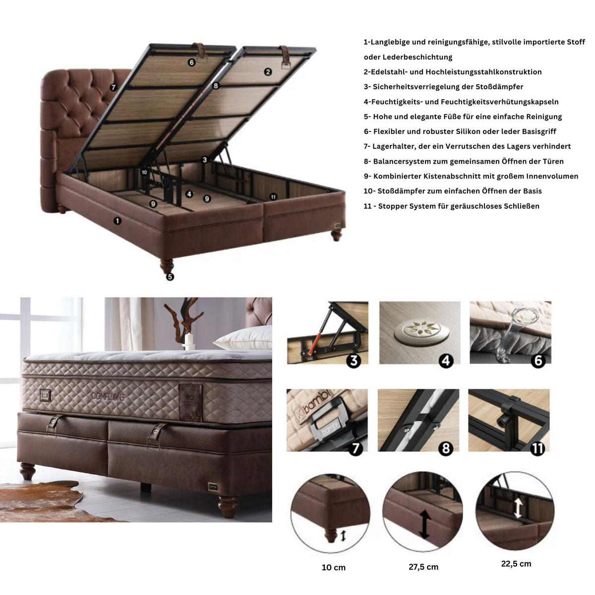 BOXBETT Comfizone Set 140x200 - Braun, Holz/Metall (140/200cm) - Bambi