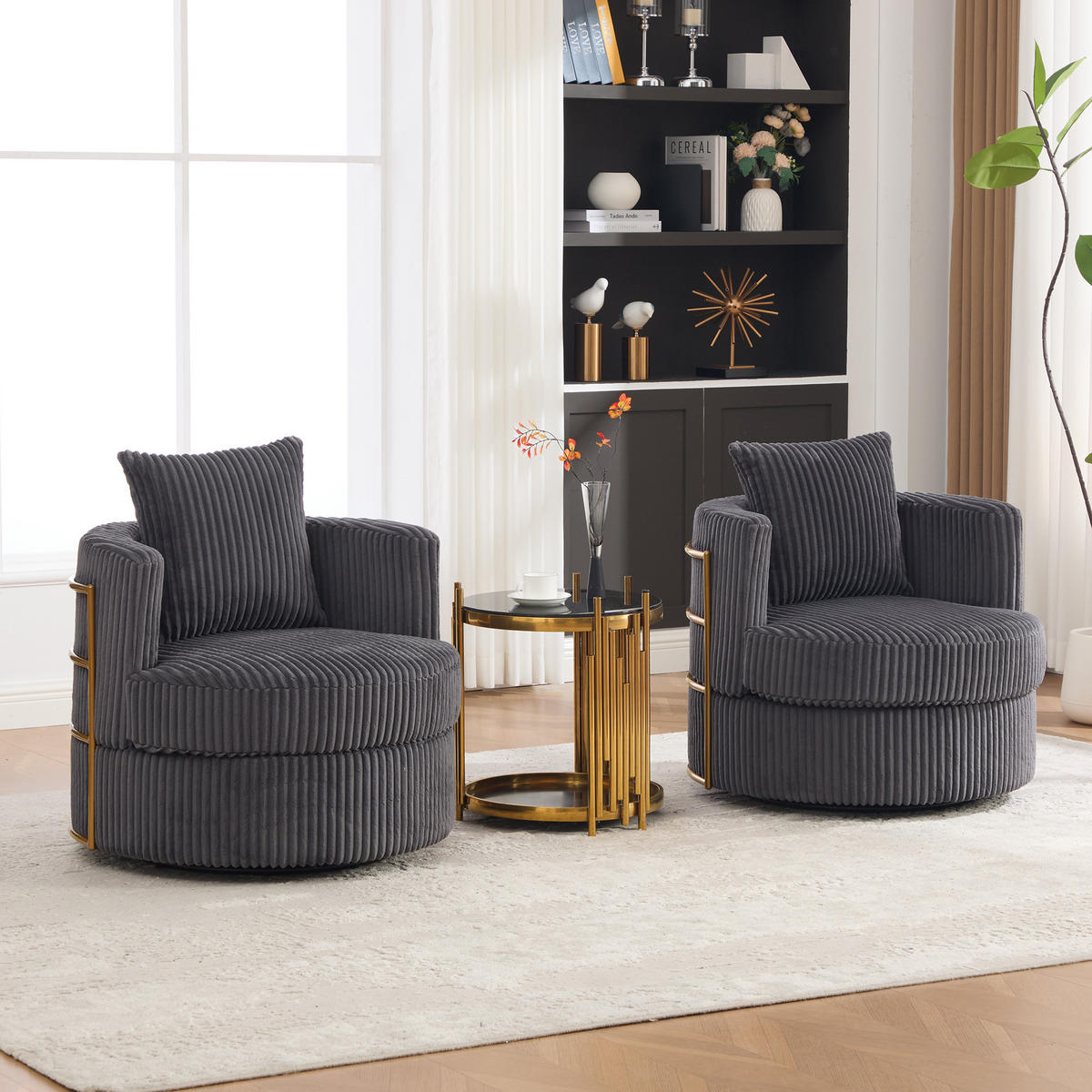 SESSEL 2er-Set 360° drehbar mit Stauraum, DE-42295, Grau - Grau, Textil (76/78/79cm) - ComfortXL