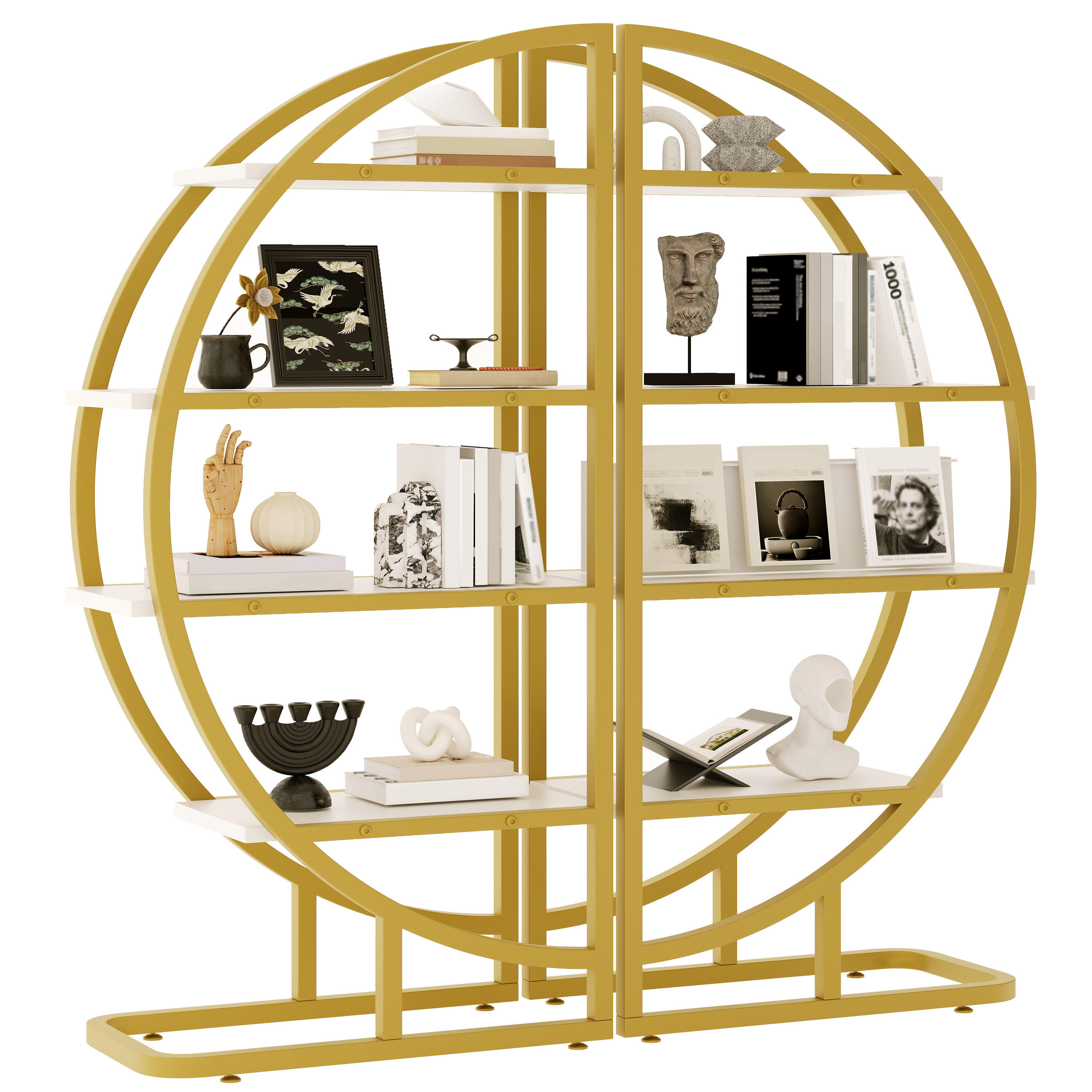 REGAL 120cm Gold Metall Bogen MDF modular modern - Multicolor, Metall (120/130/30cm) - FLIEKS