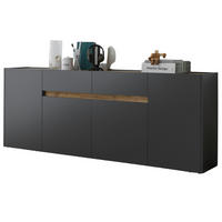 SIDEBOARD grau matt, Wotan Eiche, Kommode, 220 x 87 cm - Anthrazit/Eiche Wotan, Holz/Holzwerkstoff (223/86/40cm) - Furn.Design