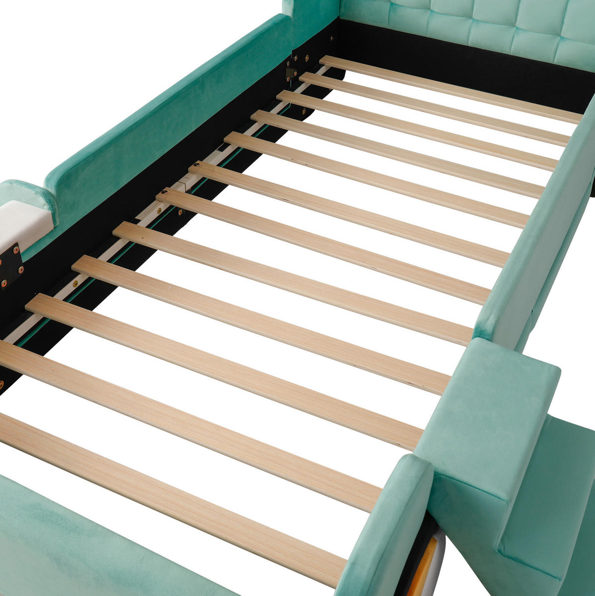 KINDERBETT 90x200 cm in Blaugrün mit Rutsche, Treppe und Fallschutz - Blau, Textil (90/200cm) - IVMEU