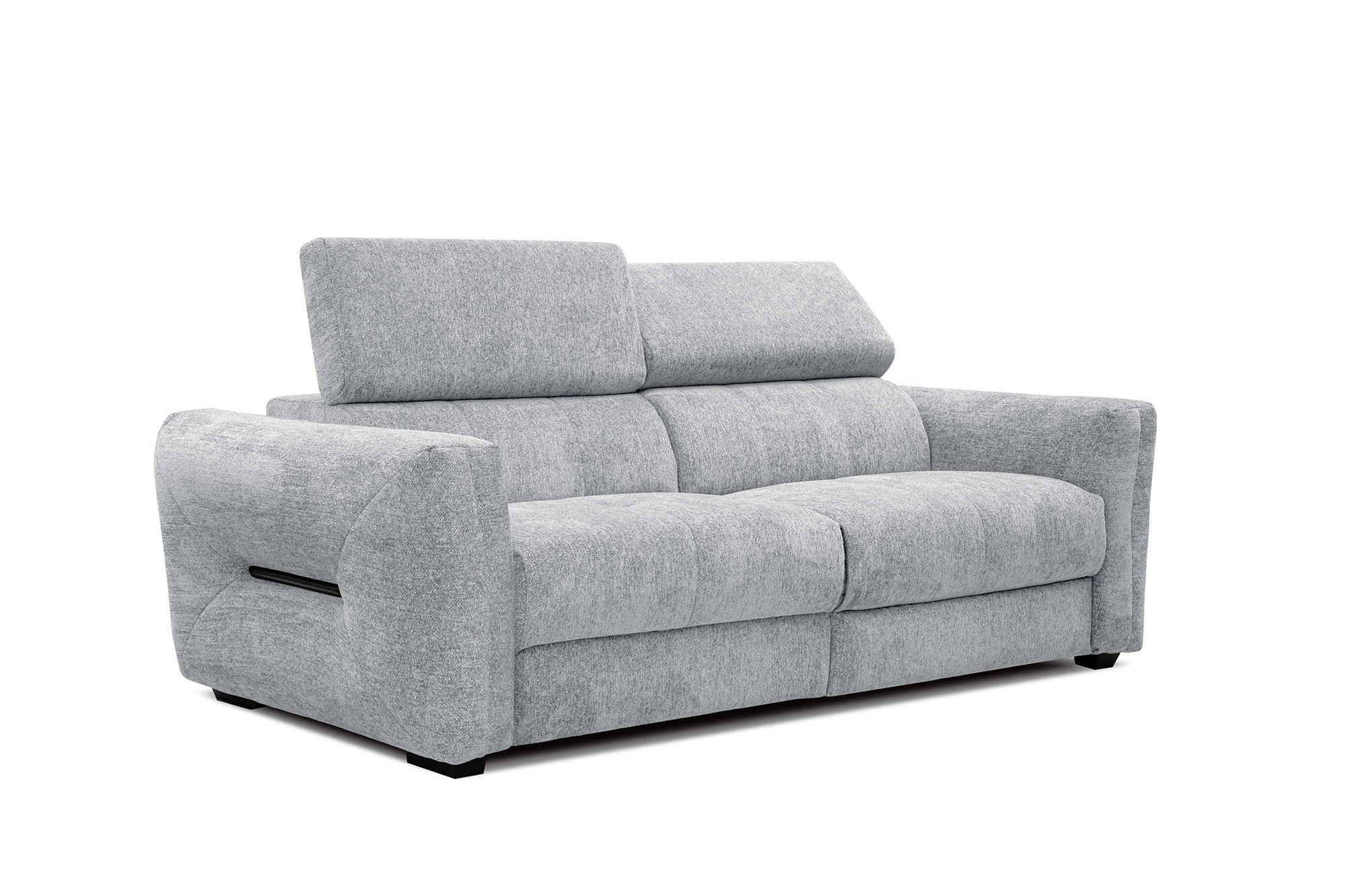 SOFA CALVERA 3-Sitzer mit 1 Relaxfunktion, hellgrau - Hellgrau, Holzwerkstoff/Textil (204/79/106cm) - Courtois Laville