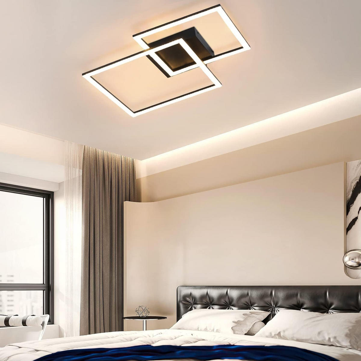 LED-DECKENLEUCHTE Beatrice 57/48/9 cm - Schwarz, Metall (57/48/9cm) - Nettlife