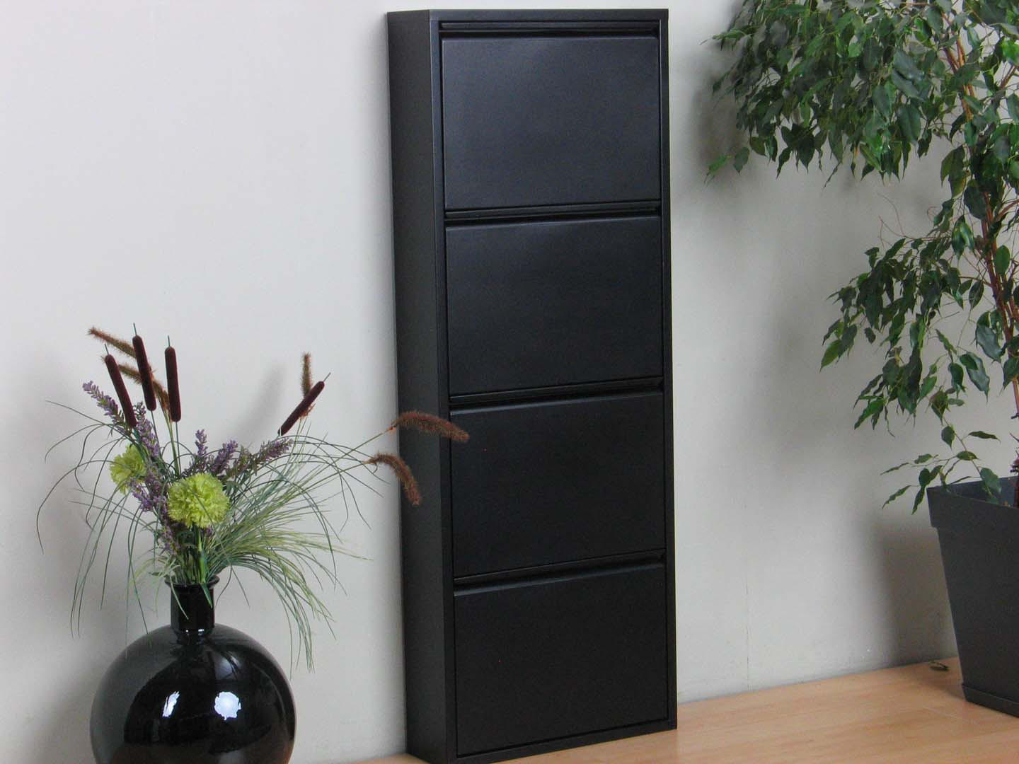 SCHUHKIPPER schwarz - Schwarz, Holzwerkstoff (50/140/16cm) - ebuy24