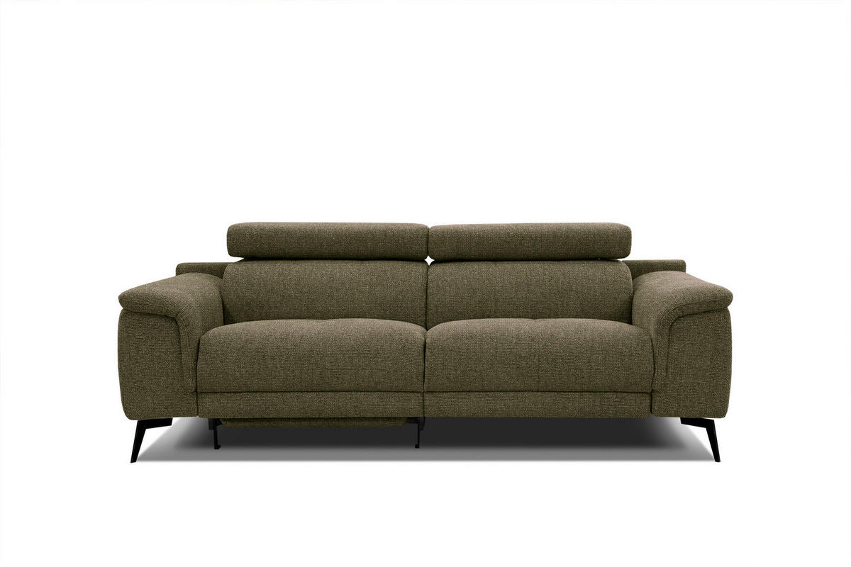 RELAXSOFA FIERO 3-Sitzer mit 1 Relaxfunktion, olivgrün - Schwarz/Olivgrün, Holzwerkstoff/Textil (212/82/103cm) - Courtois Laville
