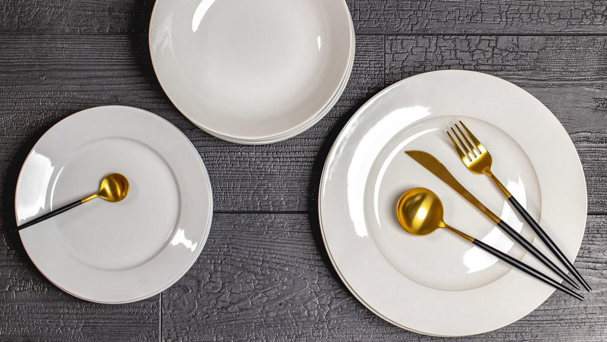 GESCHIRRSET18-TEILIG GESCHIRRSETWeiß - 18-teilig / 6 Personen - 6 Speiseteller, 6 SUPPENTELLER und 6 FRÜHSTÜCKTELLER - Weiß, Keramik (2/2/1cm) - Studio Tavola