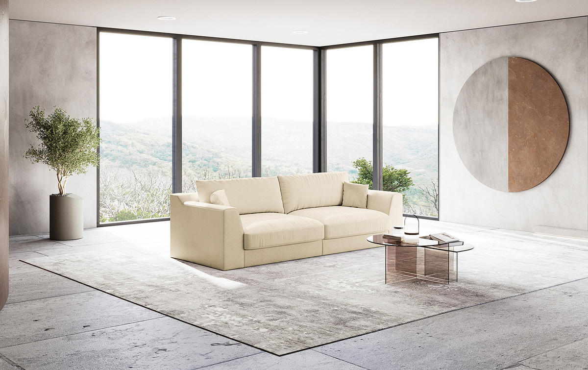 BIG-SOFA - Creme, Kunststoff/Textil (274/90/112cm) - home24
