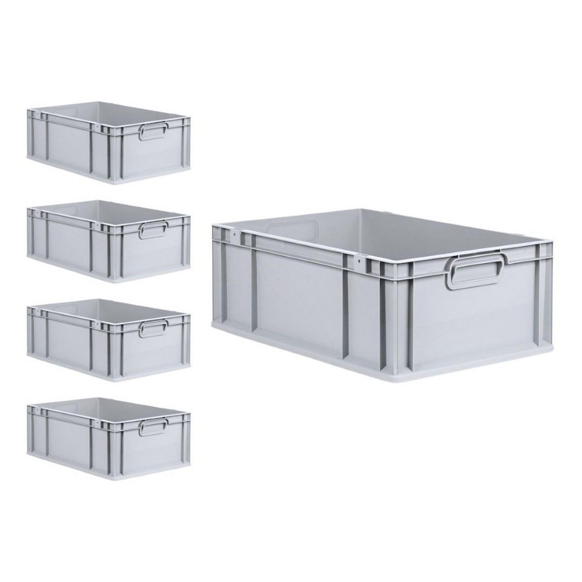 EUROBOX 5x Nextgen Economy Mit Scharnierdeckel Grau/Rot Griffe Geschlossen 44 Liter - Rot, Kunststoff (40/22/60cm) - PROREGAL