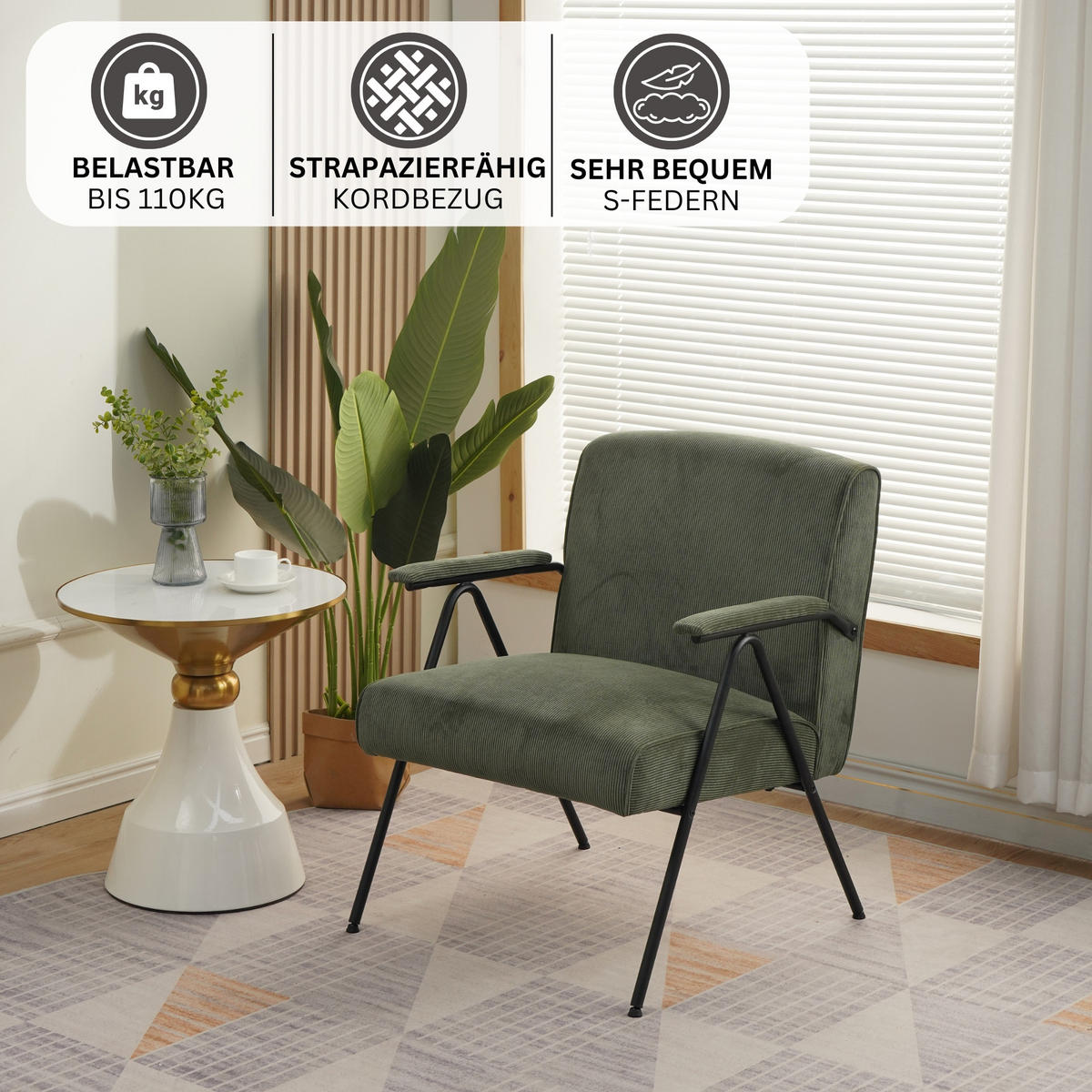 RELAXSESSEL STANFORD - Grün, Textil (64/71/79cm) - Albatros