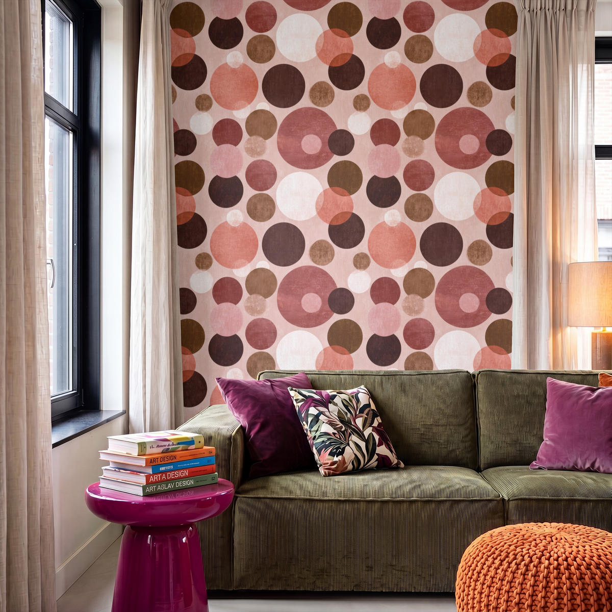 TAPETE - Kreise - Modern - Farbenfroh - 140x220 cm - Multicolor, Papier (140/220cm) - OnlyWow