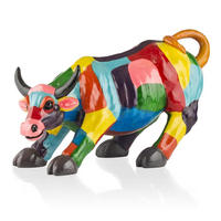 DEKOSTATUE – Kämpfender Bulle Skulptur / Stierfigur 90×24×39 cm, Moderne Dekofigur für Wohnung, Wohnzimmer, Tisch- & Regaldekoration - Multicolor, Naturmaterialien/Stein (24/39/90cm) - COCOMaison