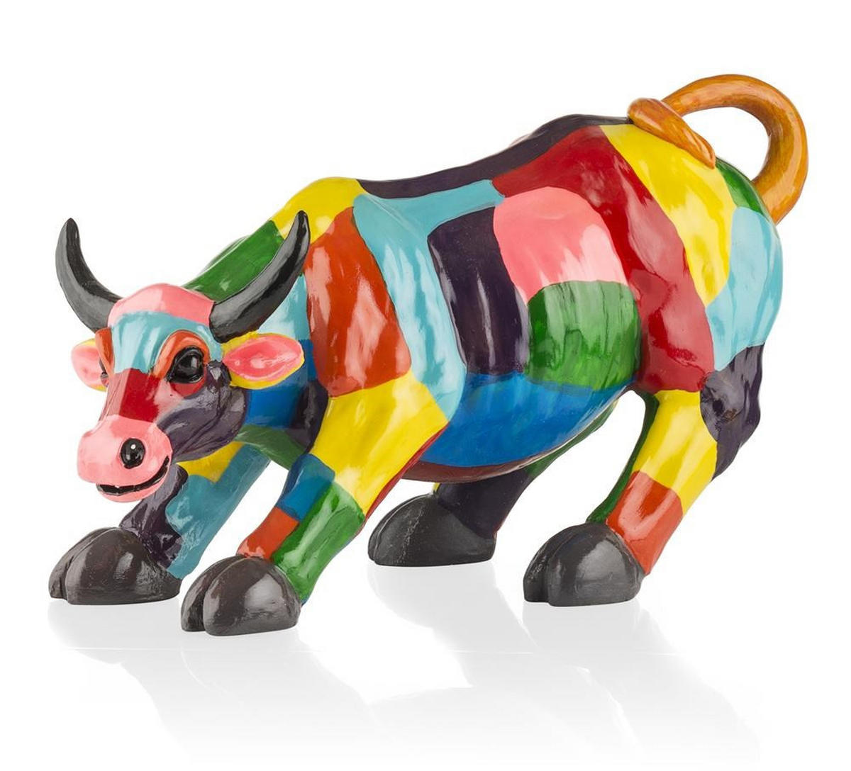 DEKOSTATUE – Kämpfender Bulle Skulptur / Stierfigur 90×24×39 cm, Moderne Dekofigur für Wohnung, Wohnzimmer, Tisch- & Regaldekoration - Multicolor, Naturmaterialien/Stein (24/39/90cm) - COCOMaison