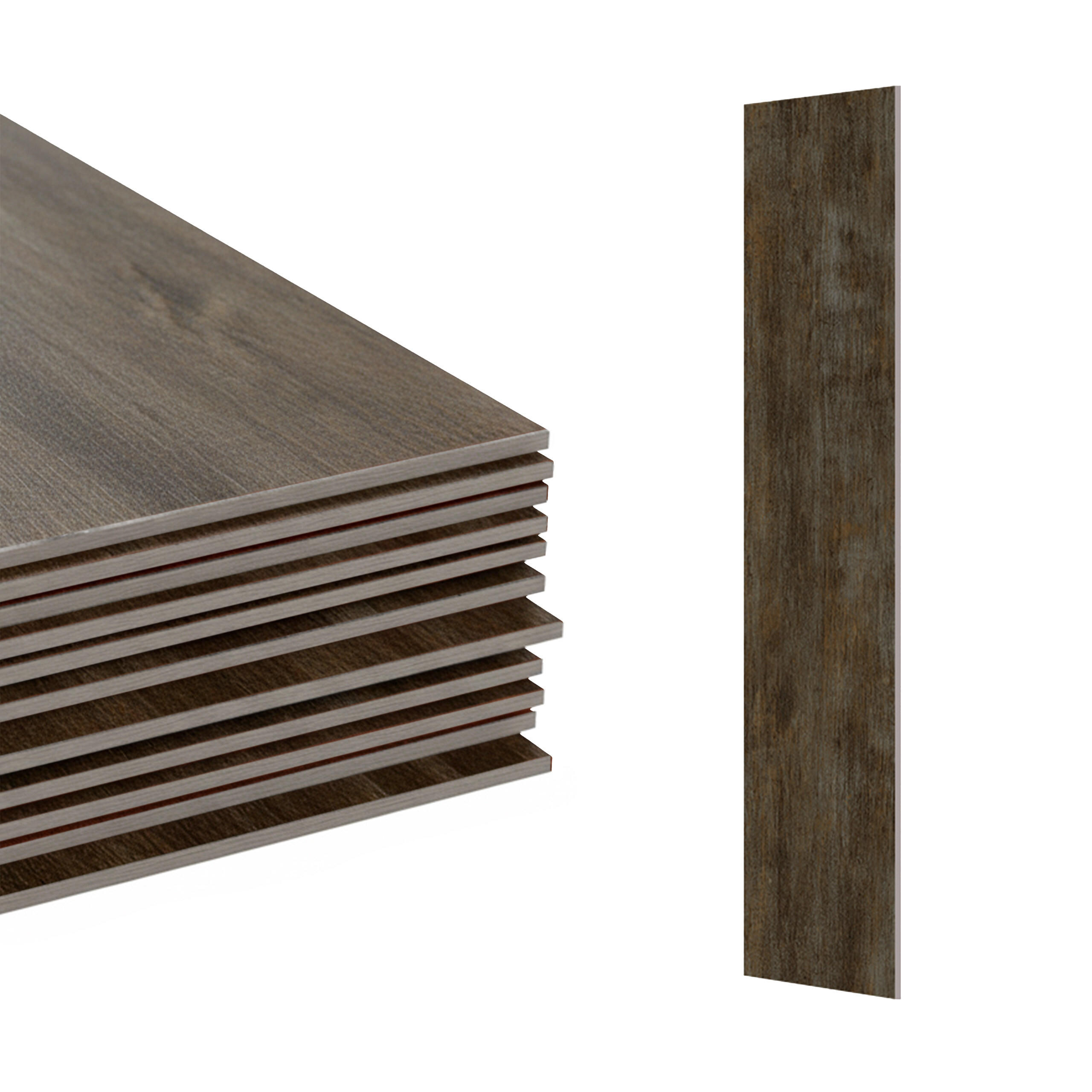 GOLVBELÄGGNING mörkbrun trälook självhäftande PVC 2,5 m² 15/91/1.8 cm