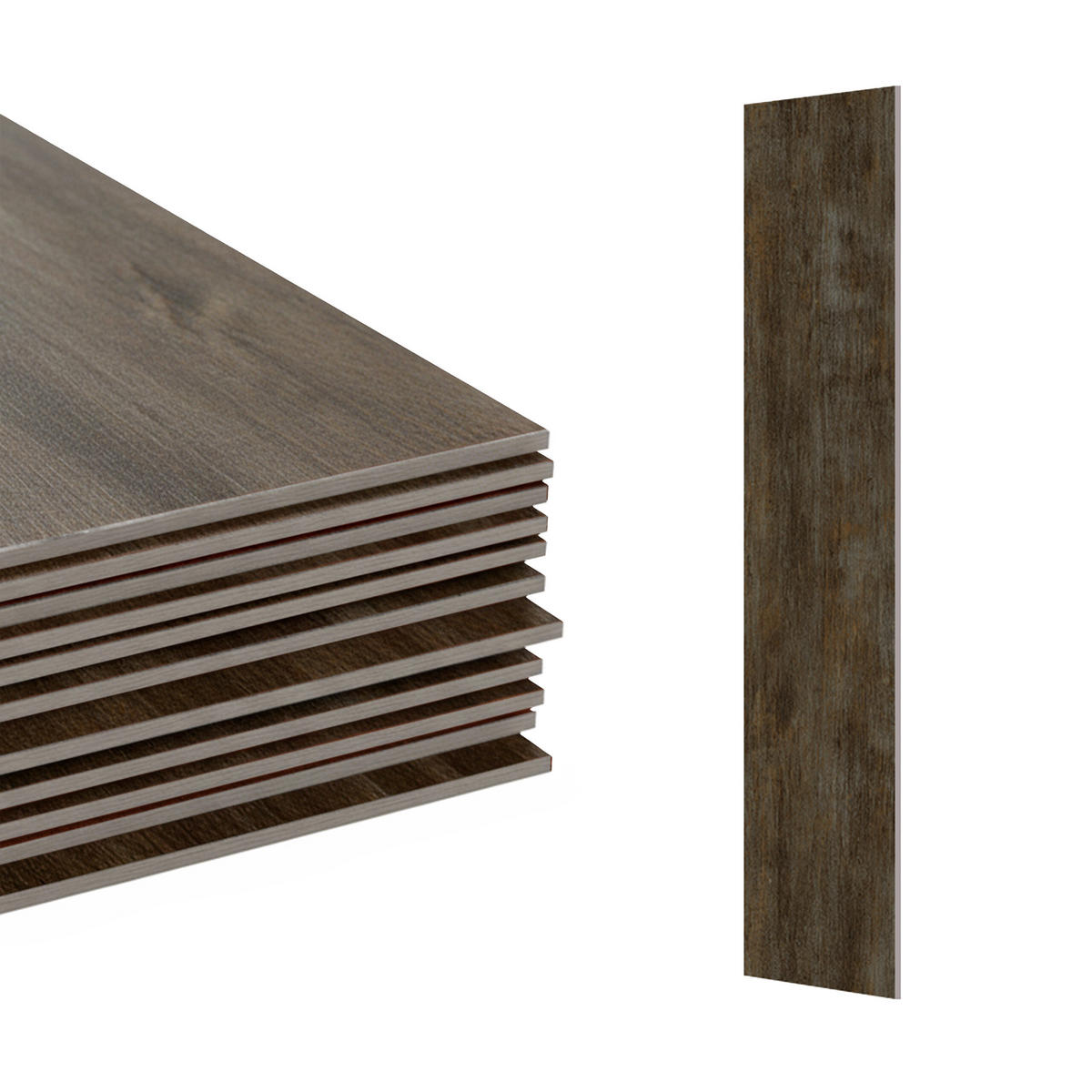 PVC Bodenbelag - Dunkelbraun, Kunststoff/Stein (1.8/91/15cm) - Relaxdays