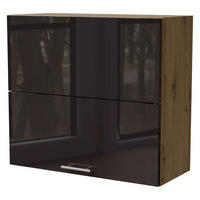 KÜCHENHÄNGESCHRANK Essen W8B/80-AV Schwarz Hochglanz / Eiche Artisan Matt 80 / 32,5 / 72cm - Schwarz Hochglanz/Schwarz, Holz/Holzwerkstoff (80/72/32.5cm) - Feldmann-Wohnen