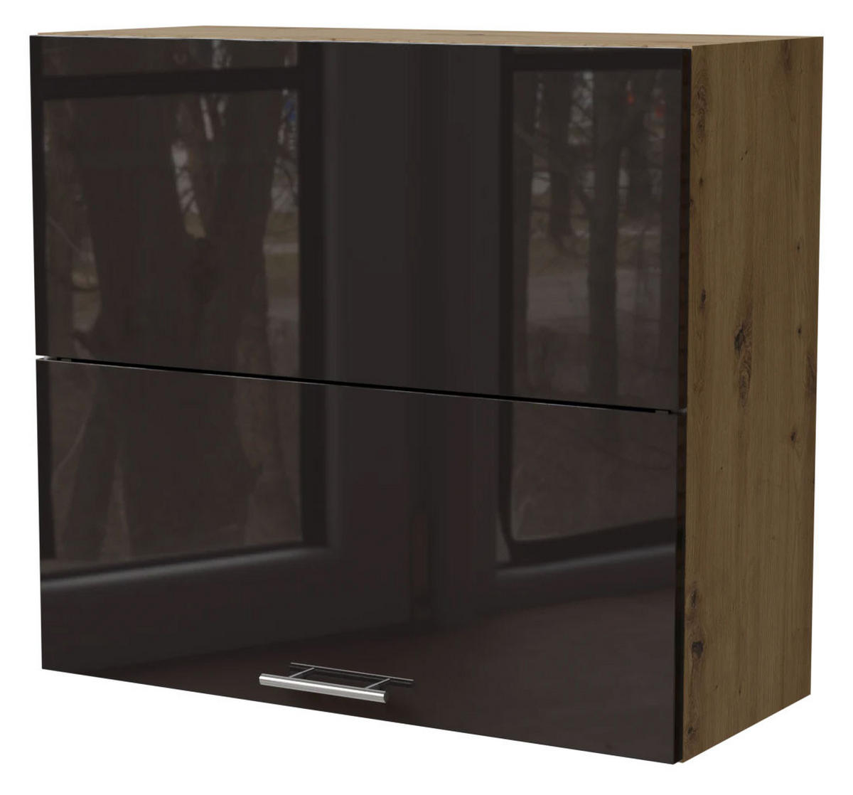 KÜCHENHÄNGESCHRANK Essen W8B/80-AV Schwarz Hochglanz / Eiche Artisan Matt 80 / 32,5 / 72cm - Schwarz Hochglanz/Schwarz, Holz/Holzwerkstoff (80/72/32.5cm) - Feldmann-Wohnen