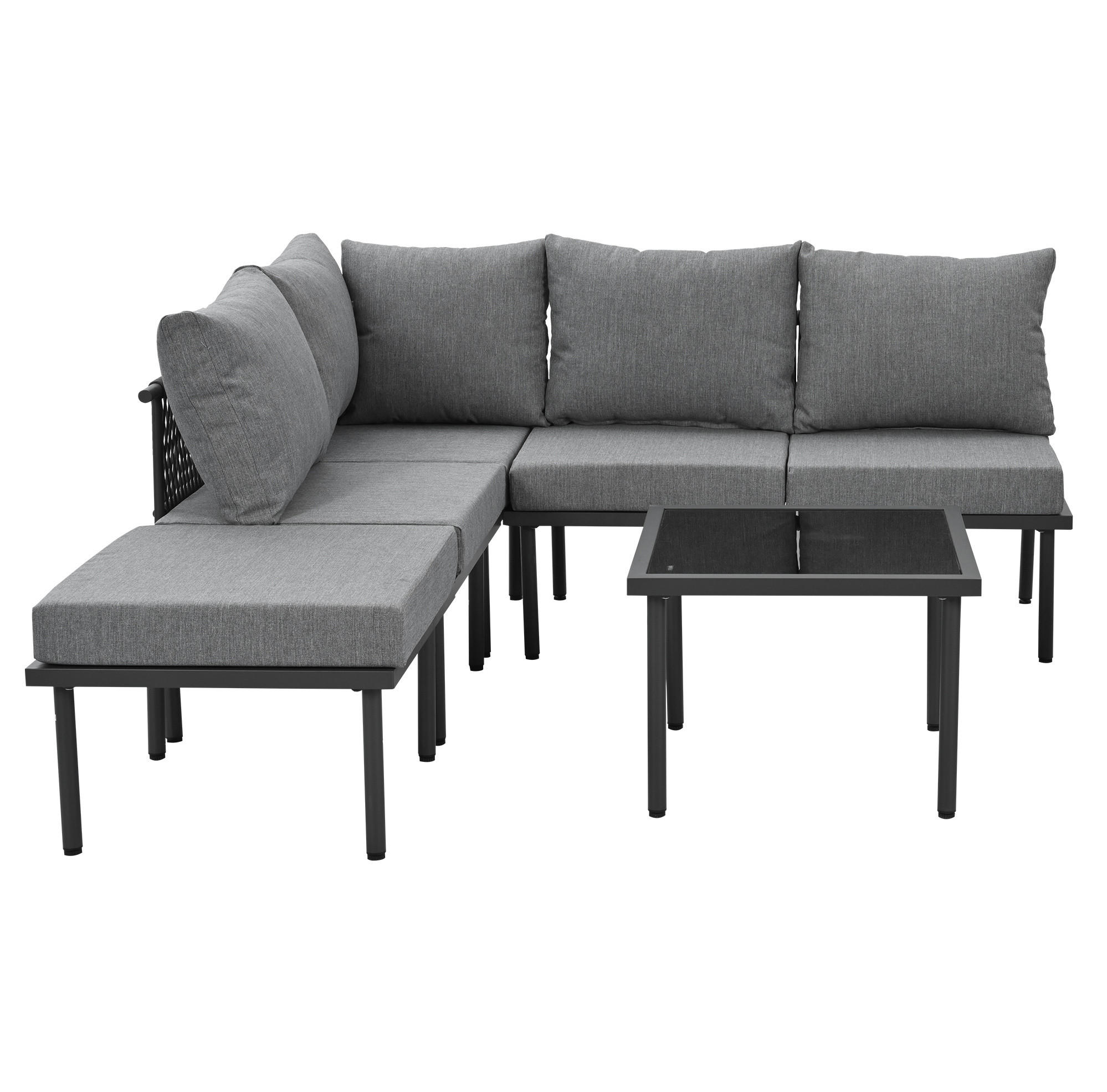 GARTENSET 231x174x66cm grau aus Stahl und Olefin, verstellbar - Grau, Metall - Modfu