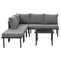 GARTENSET 231x174x66cm grau aus Stahl und Olefin, verstellbar - Grau, Metall - Modfu