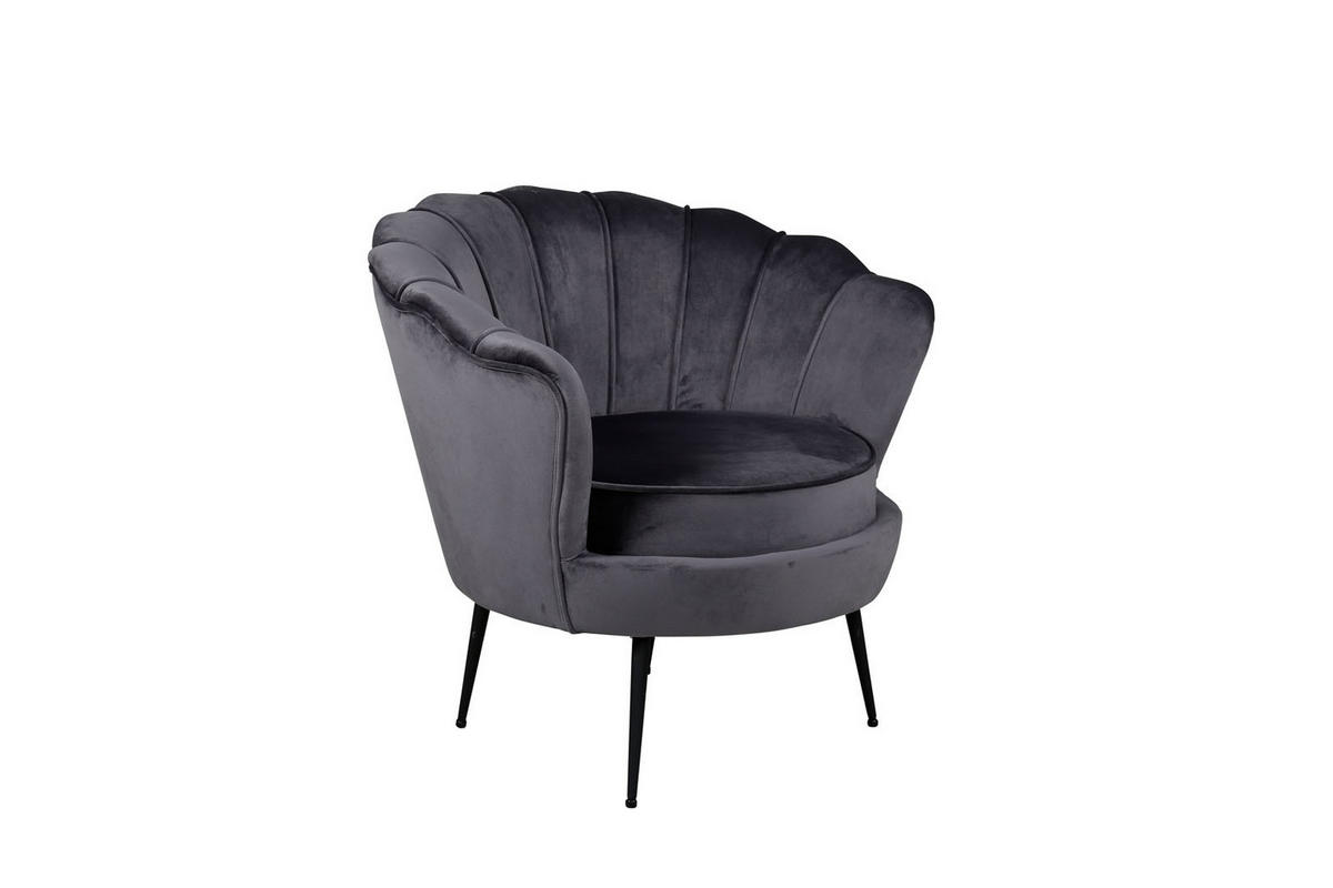 SESSEL Nice Velours Grau - Grau, Textil/Metall (83/75/76cm) - ebuy24