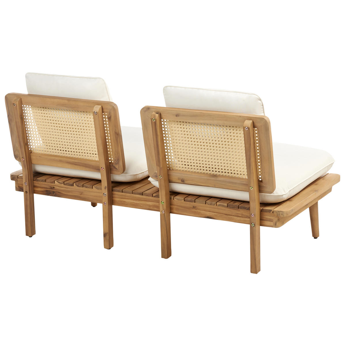 LOUNGE-SET 4-Sitzer Heller Holzfarbton Accadia - Hellbraun/Beige, Holz - Beliani