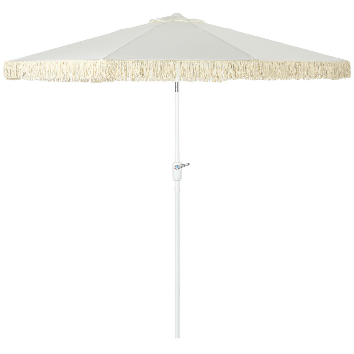 SONNENSCHIRM DE-11468 neigbar, mit Fransen, Kurbel Weiß - Weiß, Textil (265/265cm) - ComfortXL