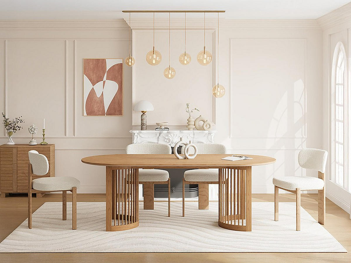 TISCH ohne Ausziehfunktion - 8 -Sitzer - MDF - naturfarben hell - NELIRAM - Naturfarben, Holz (100/220/75cm) - Vente-Unique