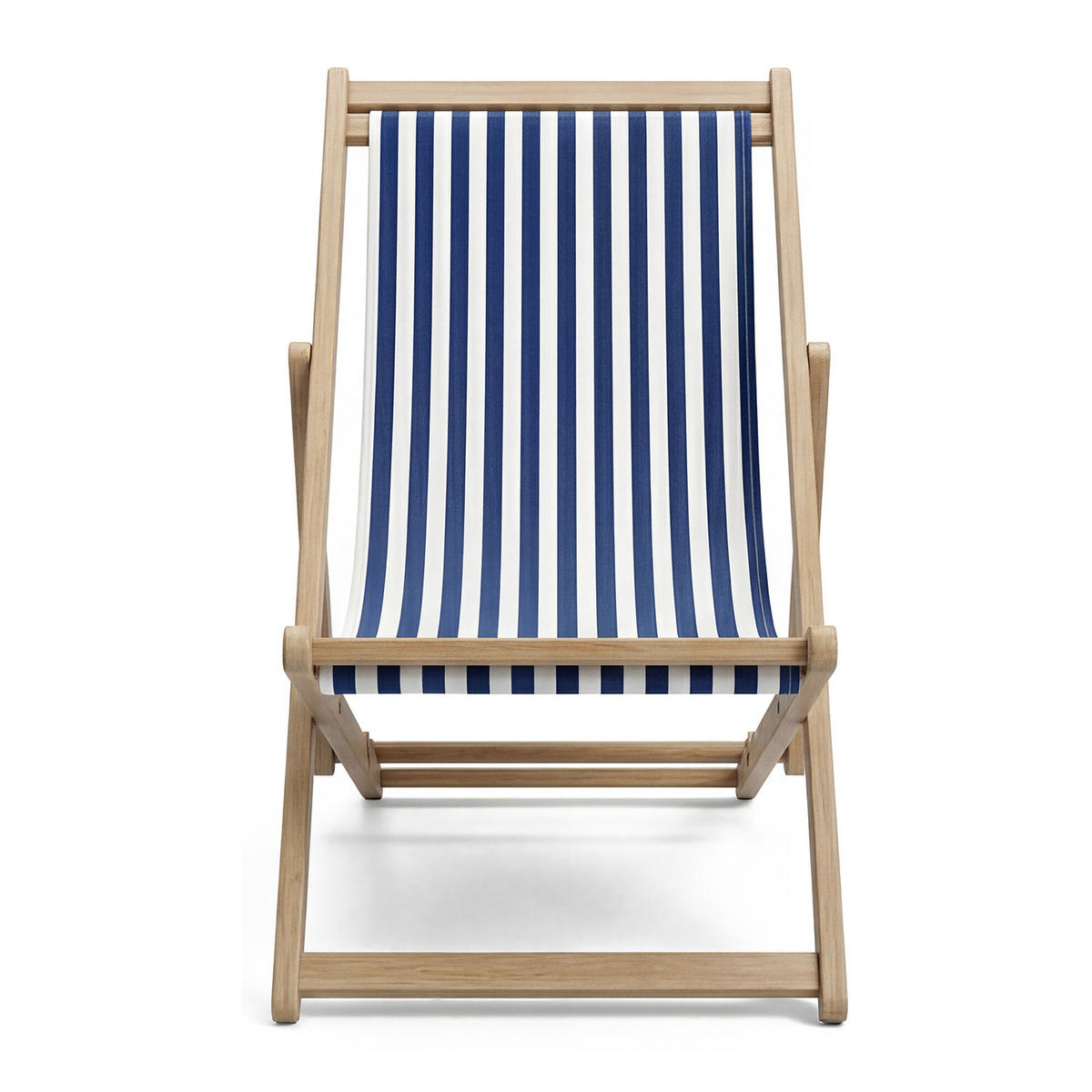 LIEGESTUHL - Akazie massiv / Webstoff - Blau, Holz/Textil (63/88/102cm) - home24