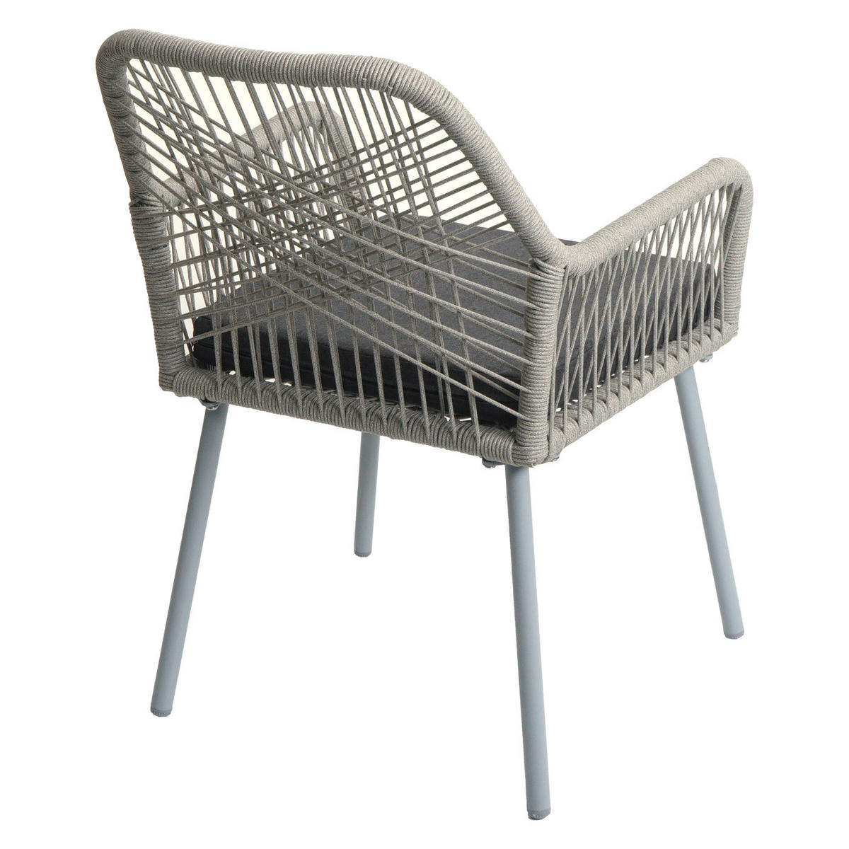 GARTENSTUHL 2er-Set 81x54x62cm Aluminium Seilgeflecht Rope Grau - Dunkelgrau, Metall (54/81/62cm) - PROREGAL